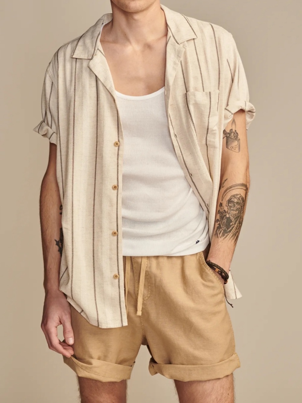 Lucky Brand 7" Linen Pull-On Shorts in Elmwood